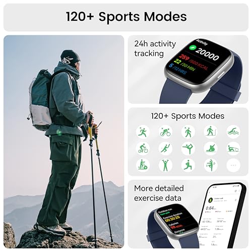 Smartwatch Damen Herren, 1.83" HD Fitnessuhr mit Alexa/Telefonfunktion – Ansicht 3