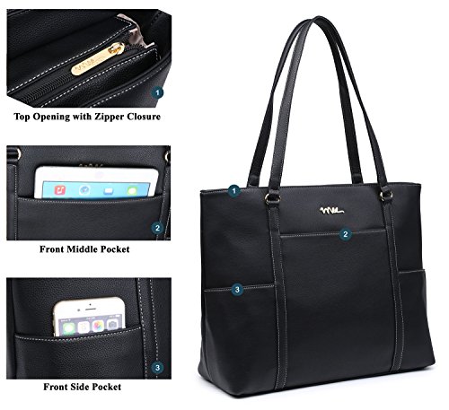 Bolso clásico de cuero sintético para laptop 15.6 pulgadas negro miniatura 3