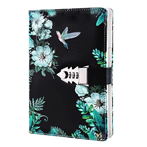 NectaRoy Lock Journal Lockable Diary, PU Leather Cover Writing Notebook with Combination Lock, Travel Journal with Lock