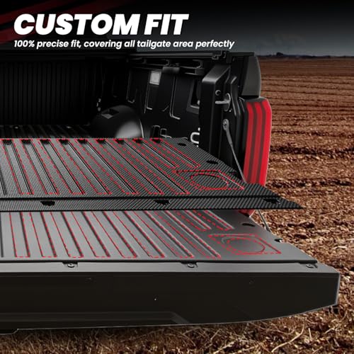 Image of LASFIT Tailgate Mat for Toyota Tundra 2022-2026 (Not Fit Drop-in Liners), All Weather Truck Tailgate Liner for Tundra TPE Tailgate Protector Liner Tundra 2022 2023 2024 2025 2026 Accessories, Black
