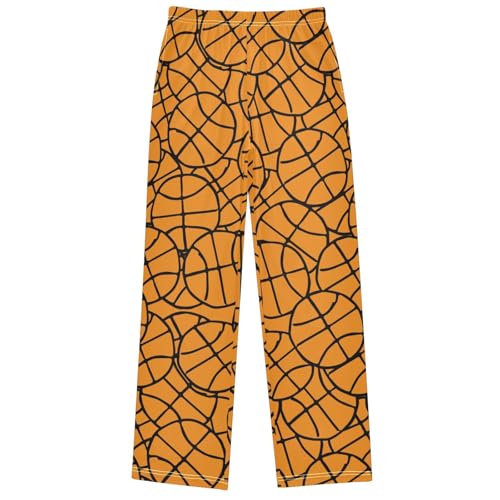Boy's Pants Basketball Ball Doodle Pattern Jogger Pants Elastic Waist Long Bottoms Trousers with Pockets 6-14 Years