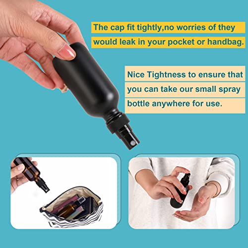 Frosted Black Glass Small Spray Bottle 2 oz 24 Packs,Fine Mist Sprayer Small Clear Bottles,Refillable Containers mini spray bottles for Cleaning Solutions and Skin Care (Frosted Black 24pcs)3