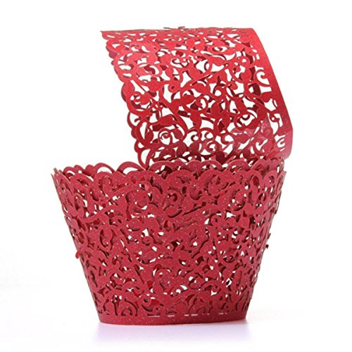 Coolrunner 48pcs Cupcake Wrappers, Cupcake Holders, Flower Vine Filigree Cutout Lace Cupcake Wrapper Wraps Liner for Wedding Party Cake Decoration Coolrunner 48pcs Cupcake Wrappers, Cupcake Holders, Flower Vine Filigree Cutout Lace Cupcake Wrapper Wraps Liner for Wedding Party Cake Decoration
