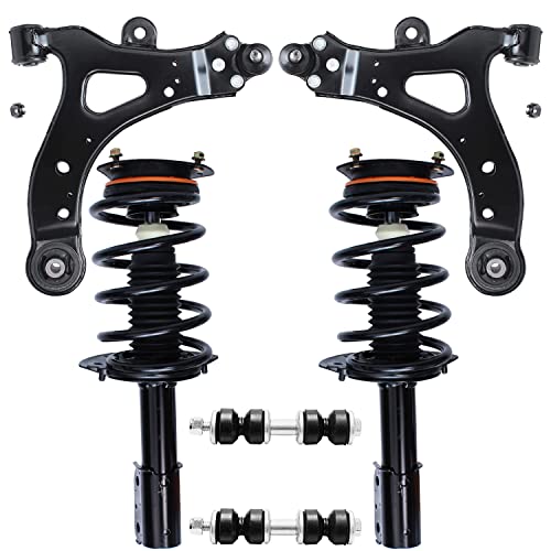 Image of Detroit Axle - 6pc Front End Suspension Kit for 2002-2007 Buick Rendezvous, 2001-2005 Pontiac Aztek, 2 Struts & Coil Spring 2 Lower Control Arms w /Ball Joint 2 Sway Bars 2003 2004 2006 Replacement
