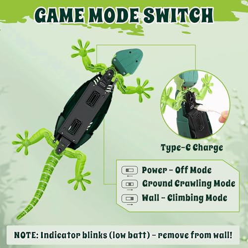 HYES Wall Crawler Gecko, Remote Controlled Crawling Chameleon, Fernbedienung Wand Gecko mit Leuchtenden Augen, Realistisch Lizard Roboter Spielzeug Geschenke für Kinder Jungen Mädchen 3 4 5 6 7 8