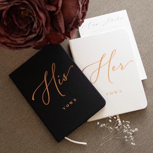 Image of ARTESORI Vow Books His and Hers - Linen Wedding Vow Books Perfect as Bride & Groom Gifts, Wedding Registry Ideas - His & Hers Gifts Wedding Vow Book - Wedding Essentials & Accessories [White & Black]
