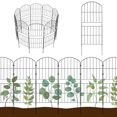KIMAZO 32.5in (H) x 10ft (L) Tall Decorative Garden Fence - 7 Pack Garden Fencing, Rustproof Metal Wire Panel Border Animal Barrier for Dog, Flower Edging for Yard Landscape Patio Outdoor Decor