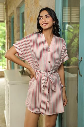 Greciilooks Rayon Mid-Thigh Length One Piece Maxi Bodycon Dresses Midi Dress For Women (Gl-Wd1224_Red