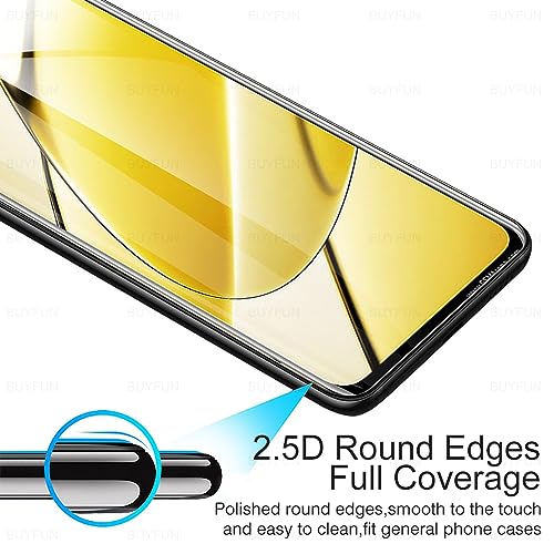 Image of Casodon Designed for Realme 11X 5G Tempered Glass Screen Protector Guard (Black) Full Screen Coverage with Easy Installation Kit