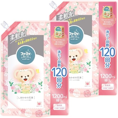 【Amazon.co.jp限定】【まとめ買い・2個】ファーファストーリー 柔軟剤 しあわせの花束 フラワームスクの香り 1200ml×2個