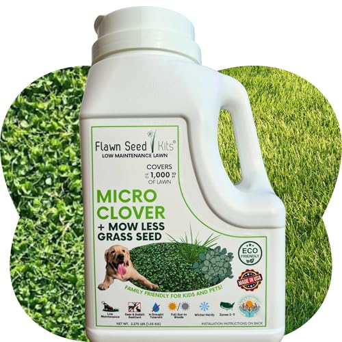 Flawn Seed Kits Micro Clover Plus Mow Less Grass Seed Shaker Jug