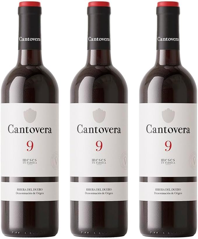 Cantovera 9 Meses – Vino tinto D.O. Ribera del Duero Tempranillo 100% – Estuche 3 botellas 750 ml – 9 meses en barrica de roble francés y americano