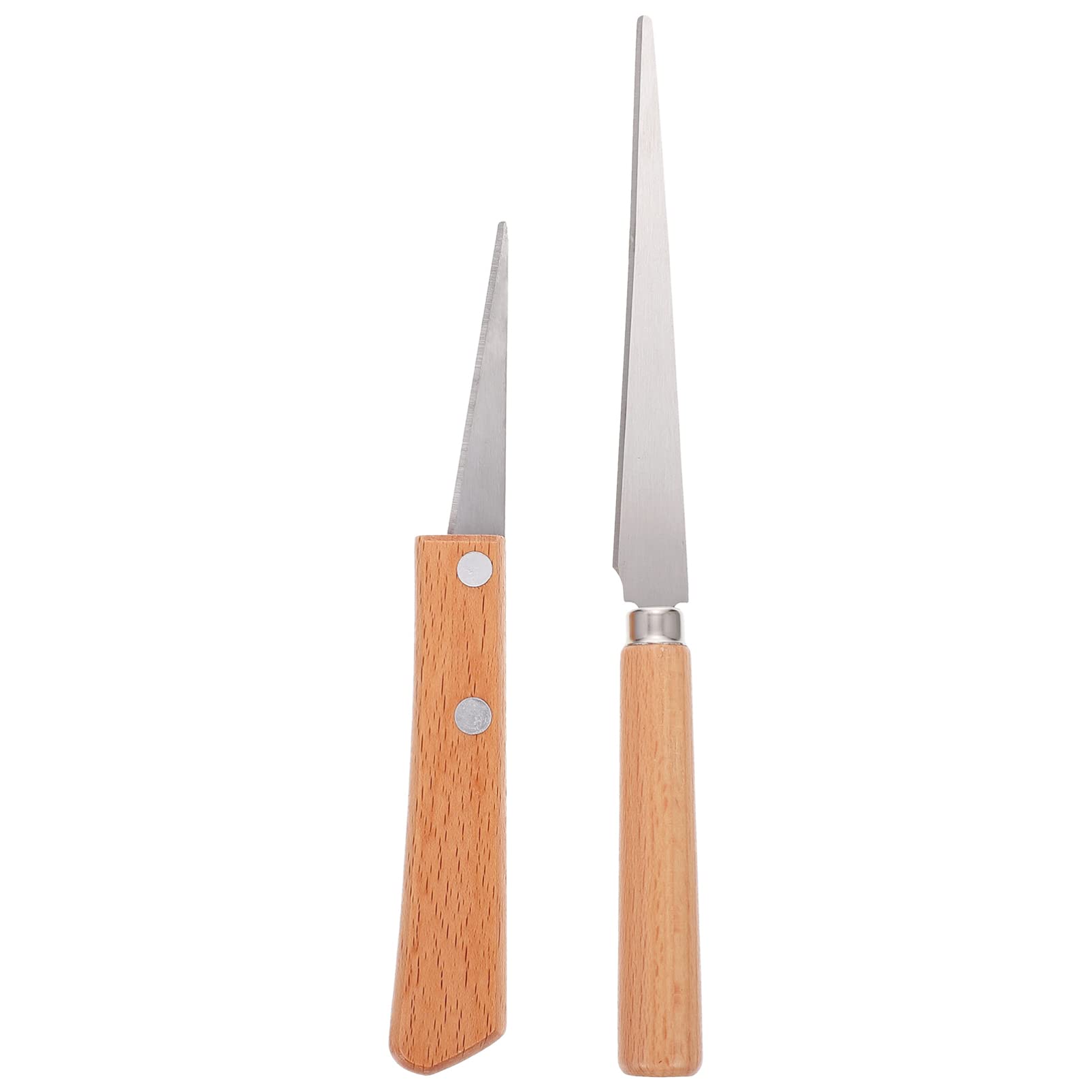 Healifty 2 PCS Wooden Handle Fettling Knife Wood Stainless Steel Long and Short Sculpting Fettling Knife DIY Handmade Pottery Fettling Knife for Pottery Sculpting Craft Art (As Shown)