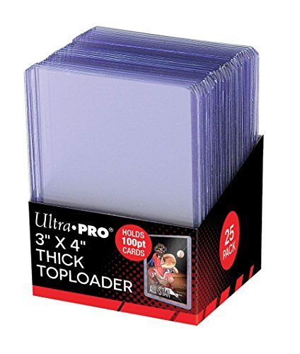 4 Ultra Pro 100pt Top Loaders - 25 Toploaders Per Pack (100 Total) - Thick Baseball, Football, Basketball, Hockey, Gaming