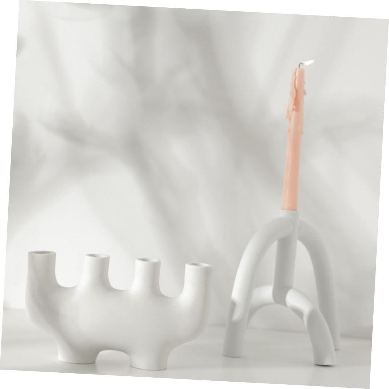 DECHOUS 1pezzi Candeliere Ceramica Chic Design Nordico Decorazione Elegante Per Atmosfera Romantica Struttura Resistente e Bianco