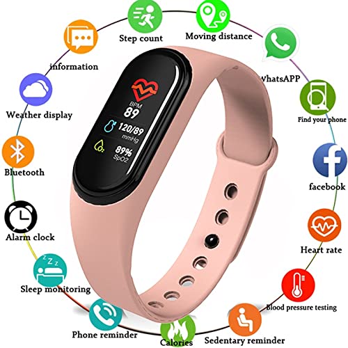 Image of Waylon Smart Band M4 - Fitness Band, 1.1-inch Color Display, USB Charging, Activity Tracker, Men's and Women's Health Tracking, Compatible All Androids iOS Phone (Girlish Pink)