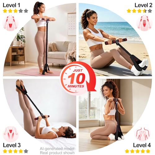 Image of Multifunctional Durable Pedal Resistance Band with Handle, Upgraded Elastic Exercise Bands for Home Gym, Anti-Snap Sit Up Equipment & Ab Trainer for Core /Arms /Legs /Glutes Workout for Women