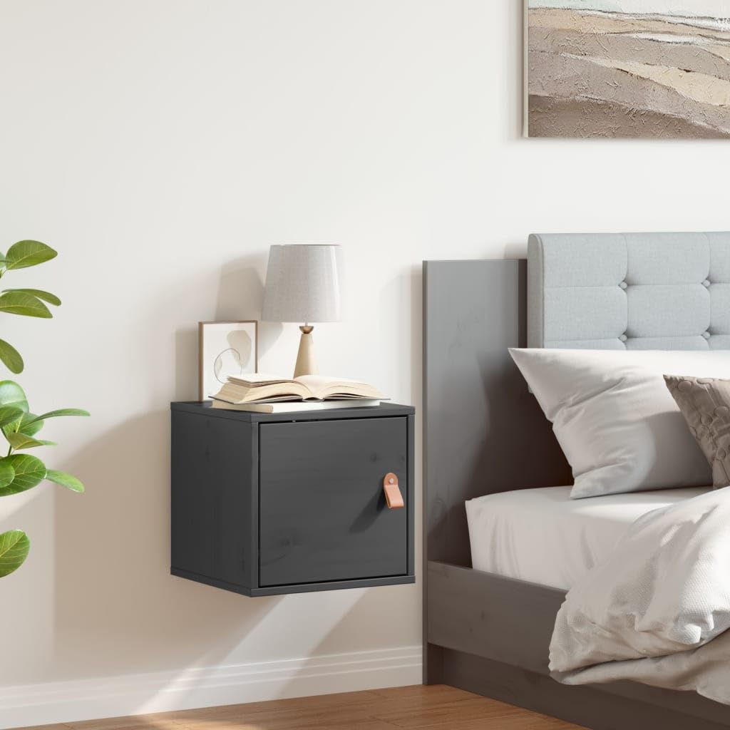 Armoire murale gain de place grise en pin massif pour petits espaces
