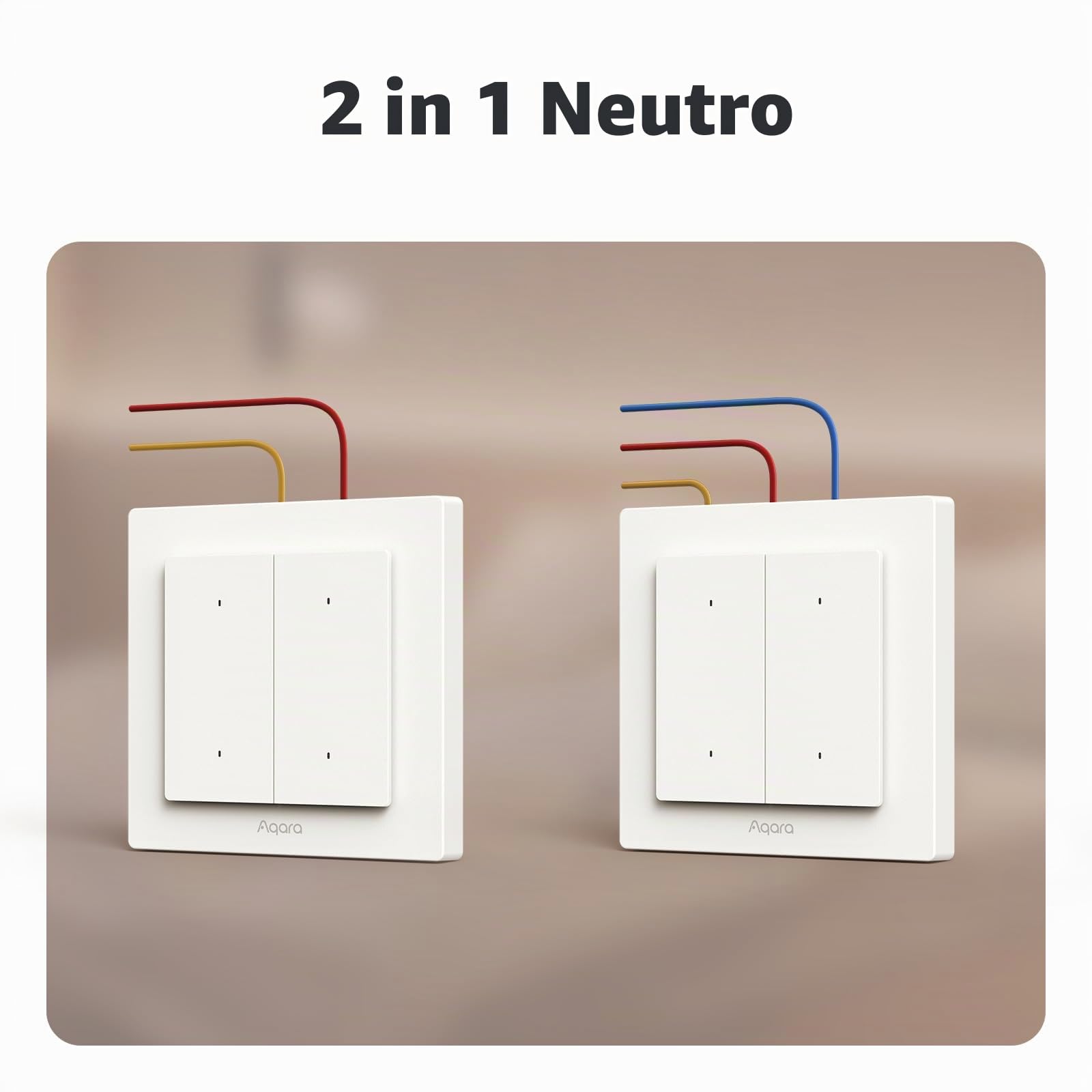 Aqara Interruttore Intelligente H2 EU (2-in-1 Neutro, 4 Moduli 2 Canali), Protocollo Thread/Zigbee, Compatibile con Apple Home, Alexa e Home Assistant, Matter over Thread | Interruttore da parete intelligente, supporta Apple Home, Alexa, Google Home e Hom