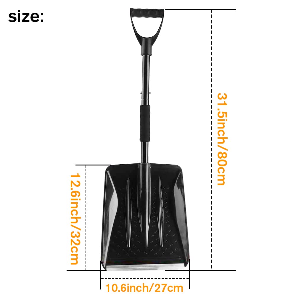 Pelle à Neige UMUACCAN Design 4 En 1 - Longueur Ajustable, Usage Neige/jardin/camping - Noir