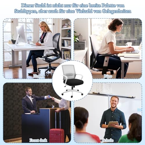 2 Stück Bürostuhl Bezug, Schwarz Elastischer Stuhlbezug Sitzfläche, Waschbarer Stretchbarer Bürostuhlbezug, Hochzeitsfeier Dekor Office Chair Cover, Abnehmbar für 35-48cm Bürostühle, Esszimmer Büro Ba