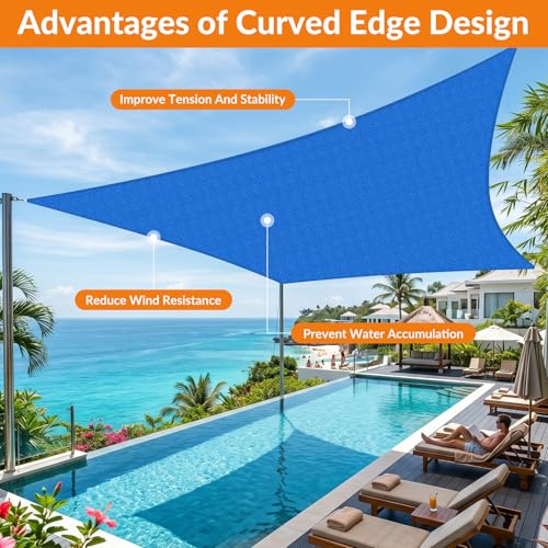 Image of KANAGAWA 19'X19' Sun Shade Sail Blue Curved Square Customizable
