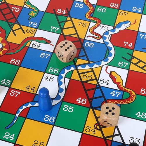 Juego de Mesa Clásico Serpientes y Escaleras de Madera miniatura 6