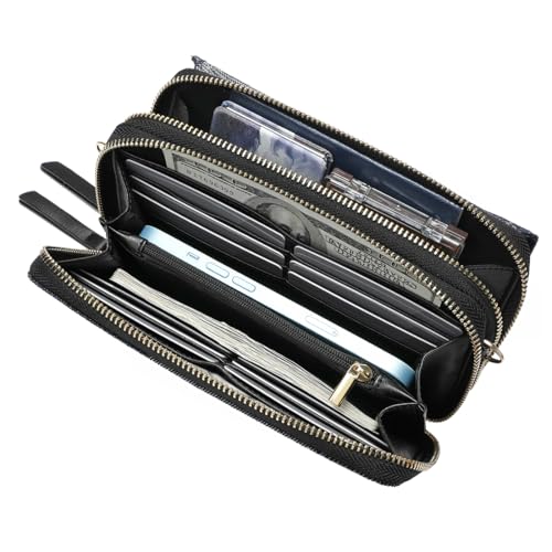 Image of Lanyani RFID Crossbody Wallet Wristlet Purse with Phone Pocket For Women Vegan Leather