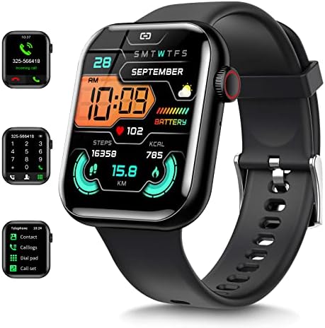 BYBUKCKR Smart Watch for iPhone/Android Phones (Answer/Make Calls) – 1.85″ HD Screen Fitness Tracker : Heart Rate/Sleep/Blood Oxygen/Steps, 120 Sports Tracker Watch Waterproof for Men Women