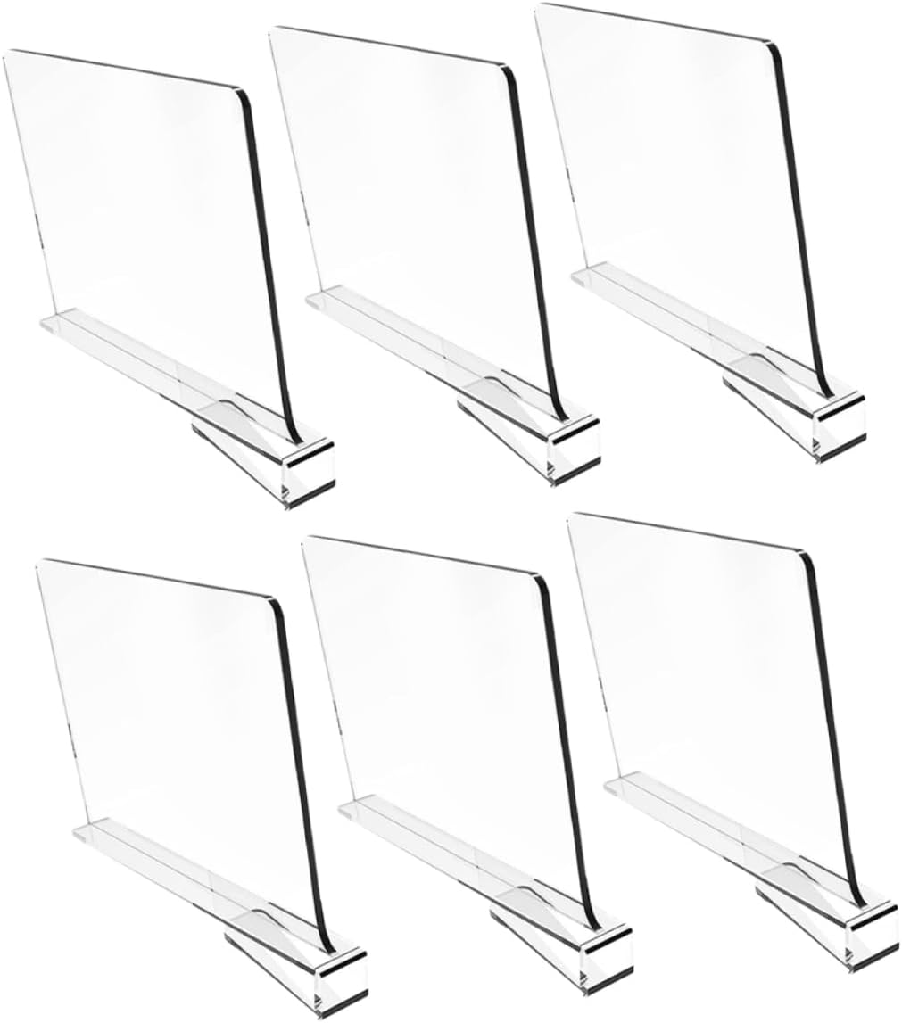 PRETYZOOM 6pcs Clear Shelf Dividers for Closet Organization Transparent Closet Dividers for Bedroom and Bag Organizer Easy to Install and Maintain
