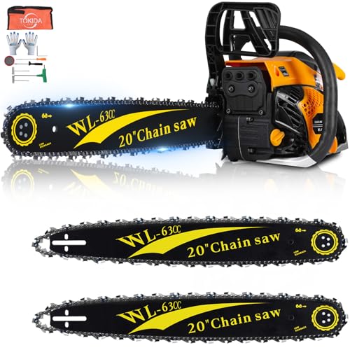 WTHW 63cc Gas Powered Chainsaw 20 Inch, 2-Cycle Engine...