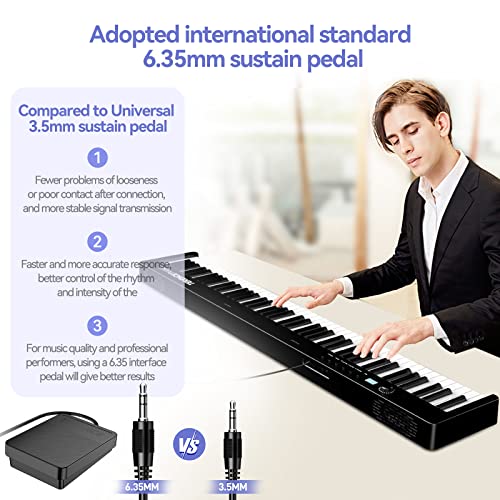 TERENCE Pliable Piano Numérique 88 Touches avec Batterie de 1750mAh semi-lestées Pédale de Sustain MIDI avec support de partitions Bluetooth Sacs pour Piano Câble audio Casque - Les Beatles, Paul McCartney, John Lennon, RIngo Starr, George Harrison TERENCE Pliable Piano Numérique 88 Touches avec Batterie de 1750mAh semi-lestées Pédale de Sustain MIDI avec support de partitions Bluetooth Sacs pour Piano Câble audio Casque – Image 8