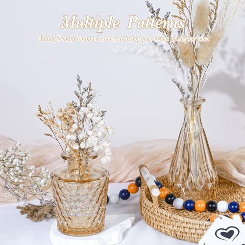 Glass Bud Vases Set of 12, Mini Flower Vases for Centerpieces, Small Clear Vases in Bulk for Wedding Decorations, Vintage Vases for Table, Recepetion, Home Décor (Amber) - Image 5