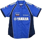 JH DESIGN GROUP Women's Yamaha Racing Embroidered Crew Shirts in Blue & Red (X-Large, Blue)