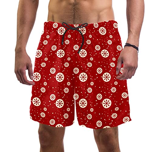 Short de plage à séchage rapide HadHfun rouge avec motif de Noël pour homme