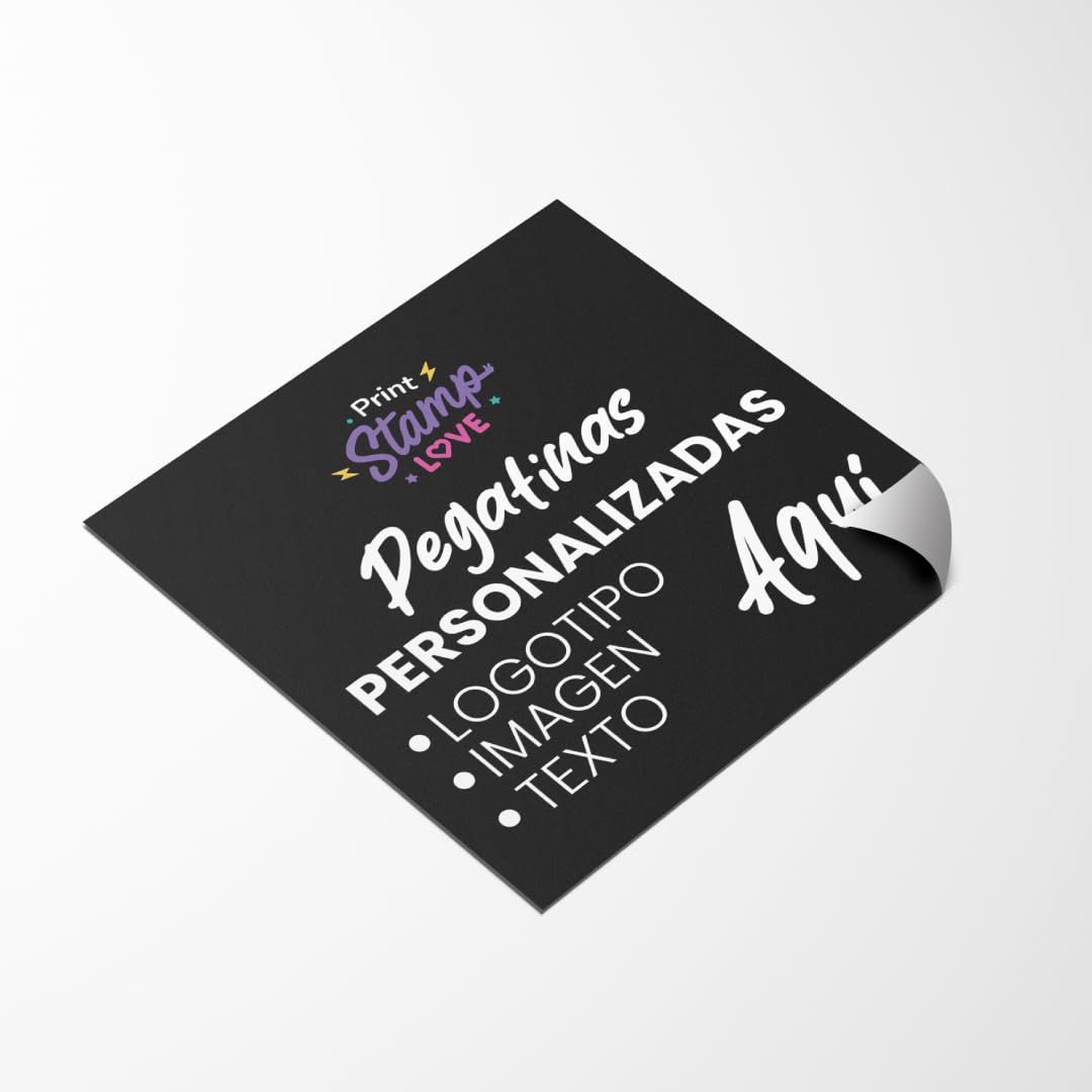 Pegatinas Personalizadas de Vinilo con Logo, Foto, Texto - Etiquetas adhesivas Varios Tamaños 100/200 / 500/1000 unidades - Pegatinas Comunion, Boda y Bautizo (8x8cm (cuadrado))