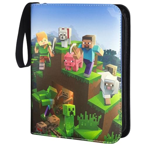 YCVBCY Mine-craft Álbum de Cartas con 4 Bolsillos, Capacidad para 400 Tarjetas Álbum para Cartas Coleccionables Álbums Colección Tarjetas