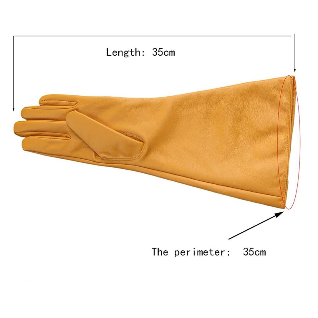 Damen-Handschuhe aus echtem Leder, breite Ärmel, Club, Performance, Catwalk Show, Orange, Schaffell, Opern-Stil