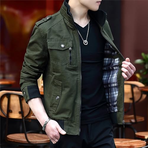 JEShifangjiusu Mens Long Sleeve Classic Fit Jeans Coat Zip Up Cargo Denim Jacket Casual Cowboy Outwear Coats ﻿2