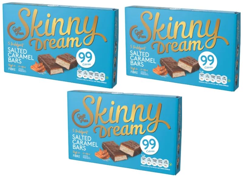 Skinny Dream Salted Caramel, 3 Pack Bundle with Healthy Eating Guide