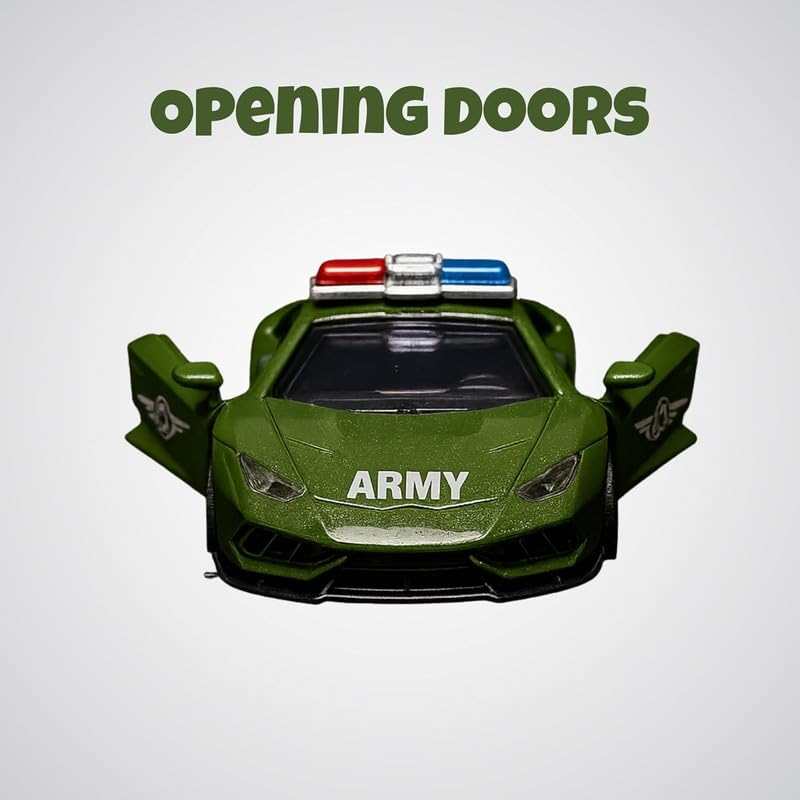 Image of Amisha Gift Gallery Diecast Army Lamborghni Ambulance Toy Car for Kids | 1:36 Scale Model, Metal, Pull Back, Sports Car, Boys