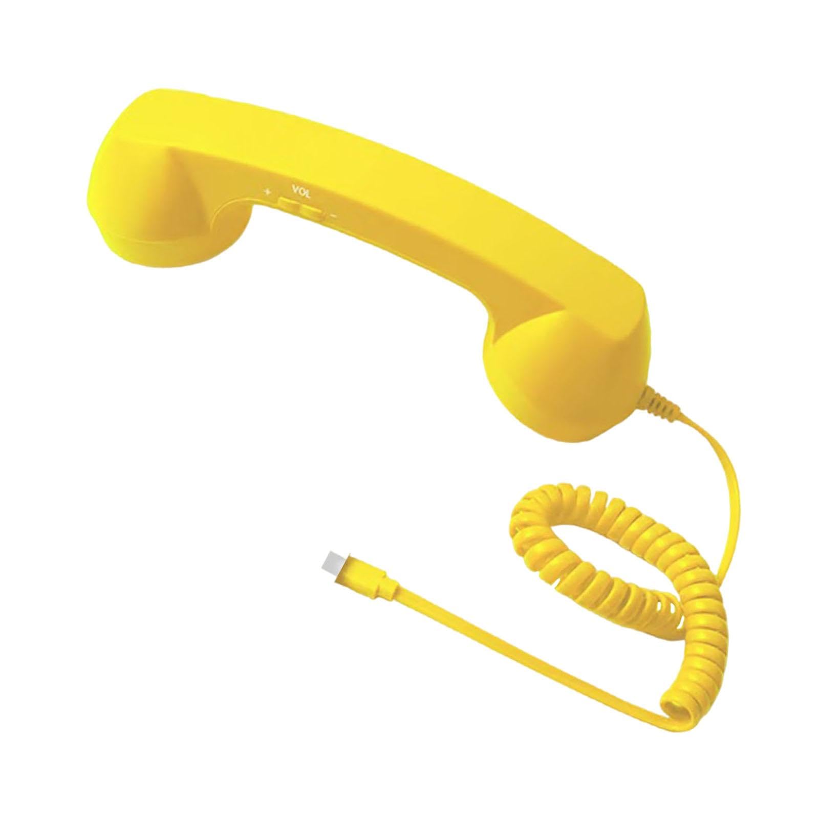 Retro Phone Handset Receiver, Yellow, PP, Type-C Wired, 20x6x3 cm-picture-23