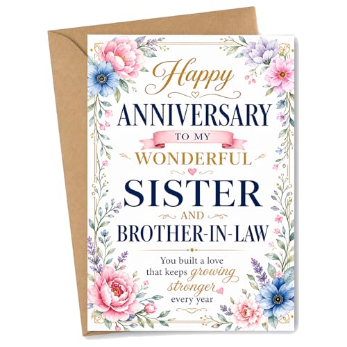 Pizadix Anniversary Card for Sister and Brother in Law Floral Greeting Card from Sibling...