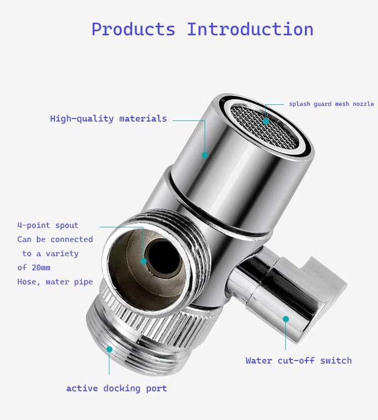 1 pcs Shower Diverter Valve 3 Way Kitchen Tap Diverter Brass Sink Faucet Splitter M22 X M24 Adapter Replacement Part for Bathroom Bathtub - Image 4