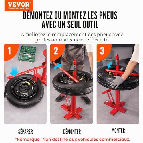 VEVOR Démonte-Pneus Manuel pour Pneu de 203 à 406 mm Décolle Pneu en Acier 46×38×94 cm Outil Changeur de Pneus sans Dommage à la Jante Antirouille pour Montage Démontage de Pneu Voiture Quad Atelier – vue 2