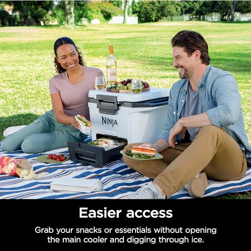 Image of Ninja FB131WH FrostVault 30qt Hard Cooler with Dry Zone, Integrated Fridge-Temp Dry Storage Drawer, Premium Heavy-Duty Insulated Cooler, Keeps Ice for Days, Cloud White