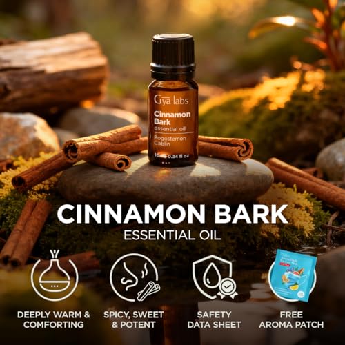 Image of 100% Pure Cinnamon Bark Essential Oil - 0.34 Fl Oz - Cinnamon Oil for Hair, Skin, Diffuser, Aromatherapy & DIY Candle Making Scent
