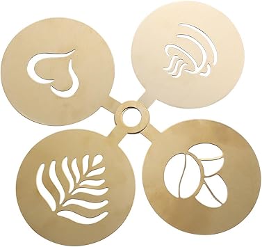 4 Pcs Stainless Steel Coffee Decorating Stencils Coffee Foam Art Stencils Coffee Design Templates for Cappuccino Chocolate