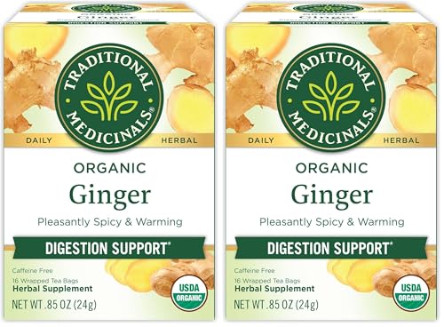 Traditional Medicinals Organic Ginger Herbal Tea, Promotes Healthy Digestion, (Pack