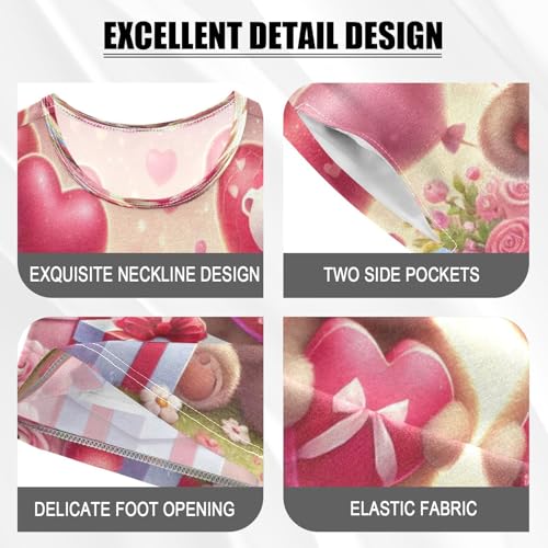 Bears Heart Valentines Cute Pajama Set Short Sleeve PJ Set Cotton Summer Pajamas Sleepwear Soft 5Y4